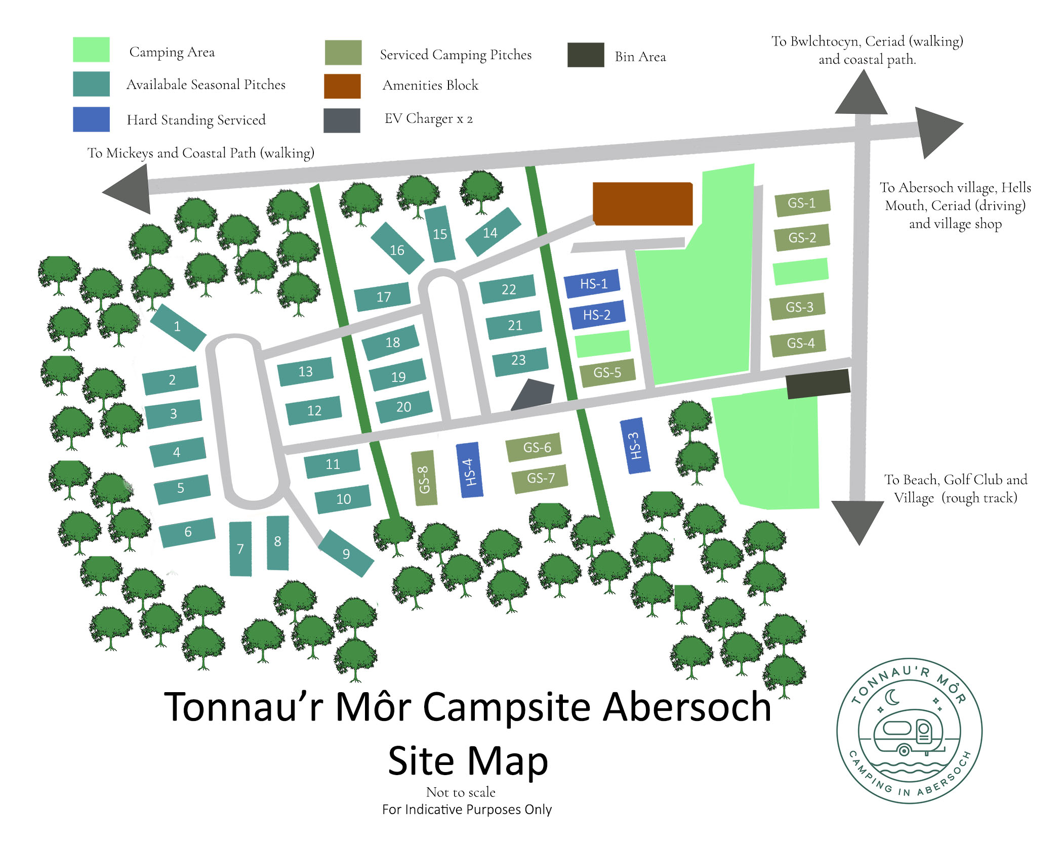 Tonnau'r Môr Abersoch caravanning and camping site map