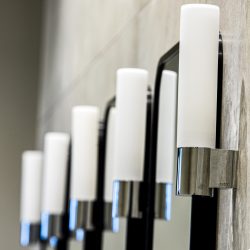 Light fittings in the amenities block at Tonnau'r Môr Abersoch
